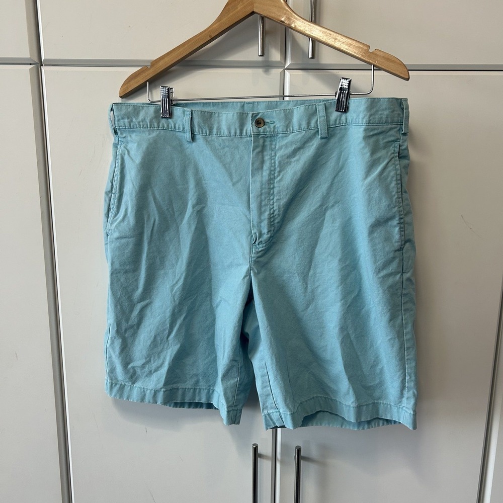 LL Bean Natural Fit Chino Shorts Mens 36 Blue 100% Cotton Flat Front 288705